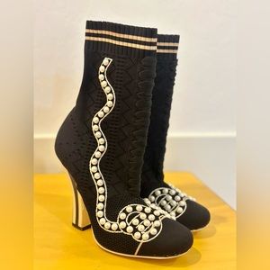 Fendi Sock Boots/ Pearls, size 37 EU.